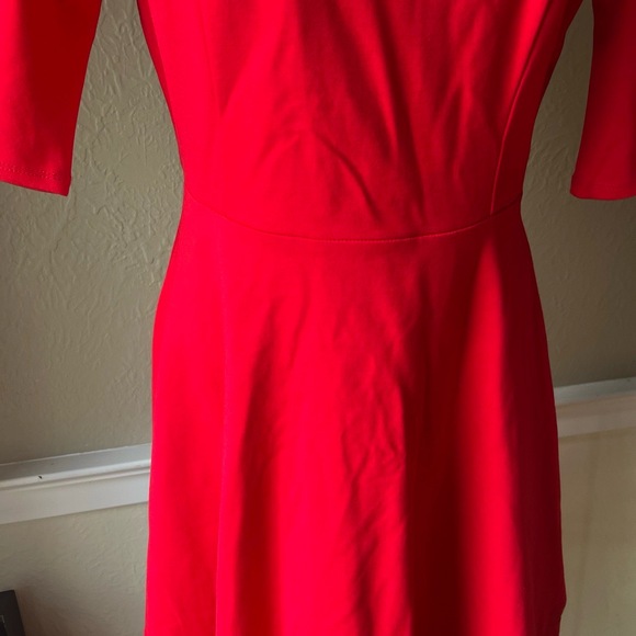 NWT Lulus Dress Womens Medium Red Fit Flare‎ Sheer Hem 3/4 Sleeves Classic Chic - Picture 5 of 10